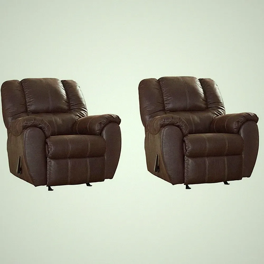 Home Square Set of 2 Contemporary Rocker Recliners in Walnut