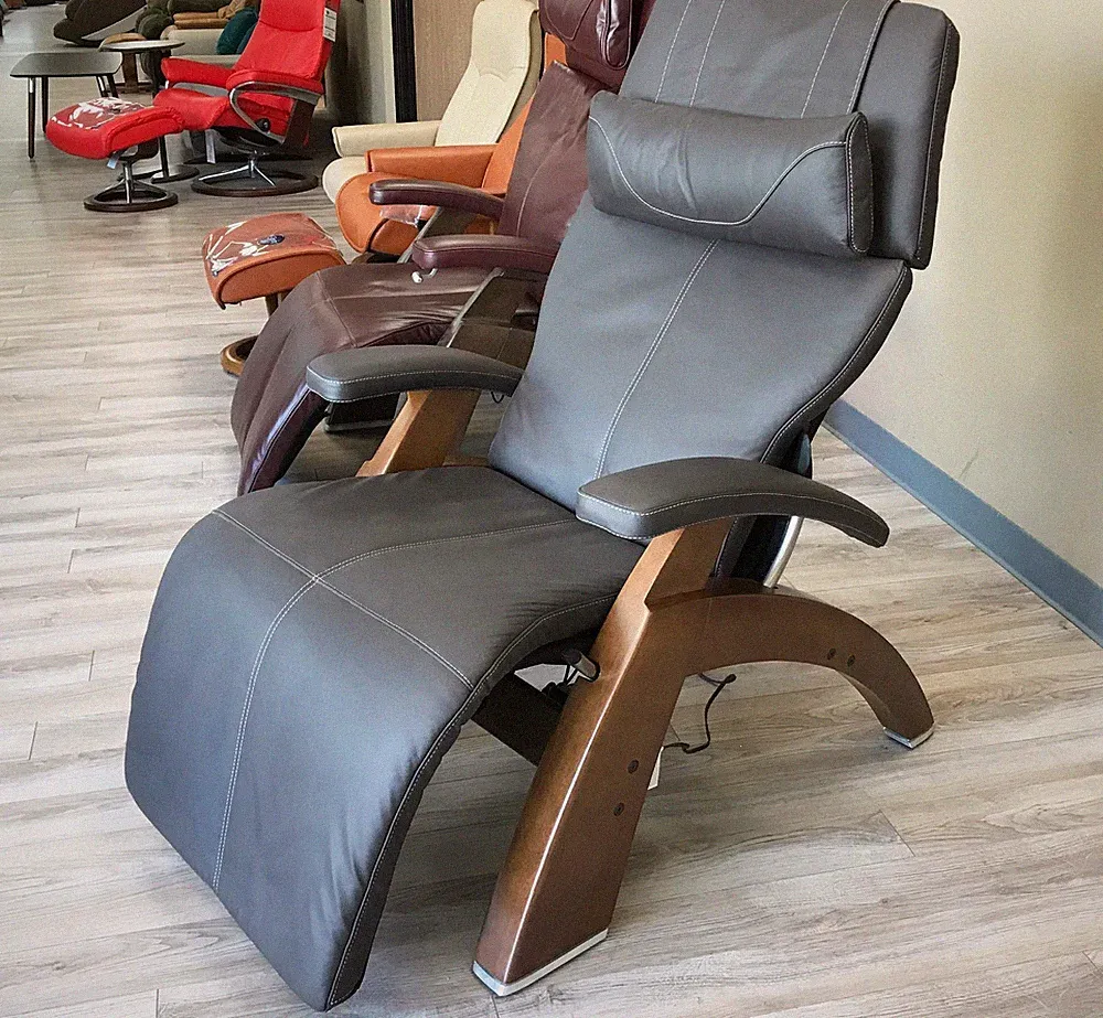 HT Walnut Wood PC-610 Omni-Motion Classic Zero Gravity Chair Espresso Leather