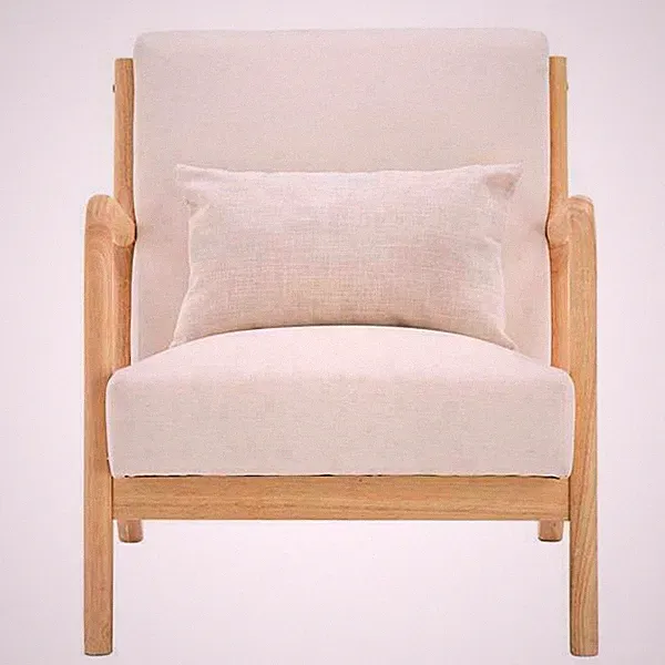 Lounge Chair Single Sofa Guest Living Room Armchair Upholstered Retro Fabric Oak