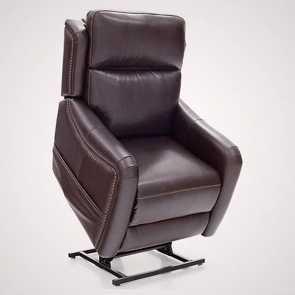 Pemberly Row Leather Power Lift Recliner with Heat in Rainer Walnut